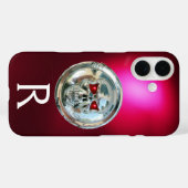 SKULL RIDERS MONOGRAM Red Burgund Case-Mate iPhone Hülle (Rückseite (Horizontal))
