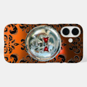 SKULL RIDERS ORANGE BLACK DAMASK GEM Agate Case-Mate iPhone Hülle (Rückseite (Horizontal))