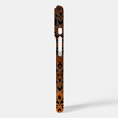 SKULL RIDERS ORANGE BLACK DAMASK GEM Agate Case-Mate iPhone Hülle (Rückseite / Links)