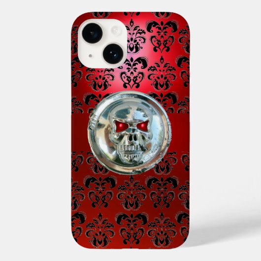 SKULL RIDERS RED BLACK DAMASK Case-Mate iPhone HÜLLE (Rückseite)