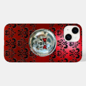SKULL RIDERS RED BLACK DAMASK Case-Mate iPhone HÜLLE (Rückseite (Horizontal))