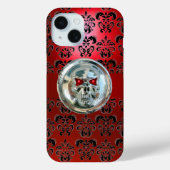 SKULL RIDERS RED BLACK DAMASK Case-Mate iPhone HÜLLE (Rückseite)