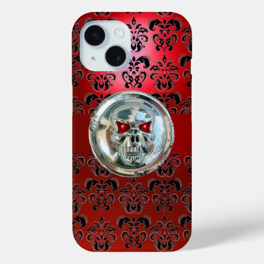 SKULL RIDERS RED BLACK DAMASK Case-Mate iPhone HÜLLE (Rückseite)