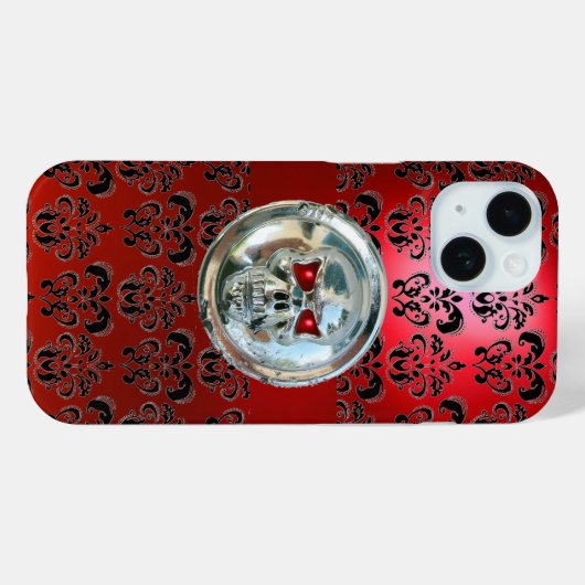 SKULL RIDERS RED BLACK DAMASK Case-Mate iPhone HÜLLE (Rückseite (Horizontal))