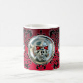 SKULL RIDERS RED BURGUNDY BLACK DAMASK , Ruby Kaffeetasse (Mittel)