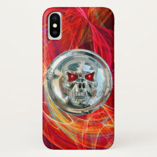 SKULL-RIDERS,Rot-Gelb-Orange-Fraktal-Wirbel iPhone X Hülle