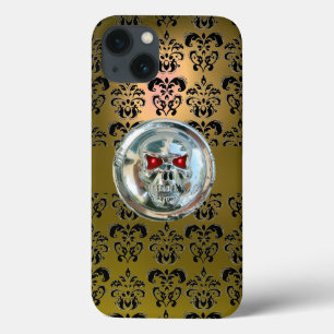 SKULL RIDERS YELLOW BLACK DAMASK Case-Mate iPhone Hülle