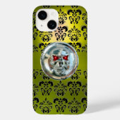 SKULL RIDERS YELLOW BLACK DAMASK Case-Mate iPhone HÜLLE (Rückseite)