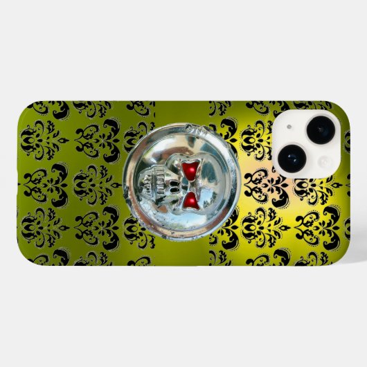 SKULL RIDERS YELLOW BLACK DAMASK Case-Mate iPhone HÜLLE (Rückseite (Horizontal))