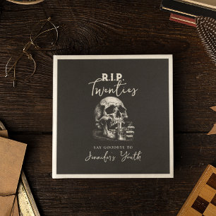 Skull RIP 20 Black Whiskey Geburtstagsparty Serviette