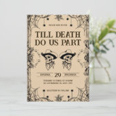 Skull Romance Till Death Do Us Part Wedding Einladung (Stehend Vorderseite)