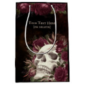 Skull Rose Burgundy Black Grunge Personalisiert Mittlere Geschenktüte (Vorderseite)
