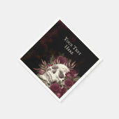 Skull Rose Burgundy Black Grunge Personalisiert Serviette (Ecke)