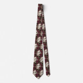 Skull-Rose Burgundy Black Pattern Krawatte (Vorderseite)