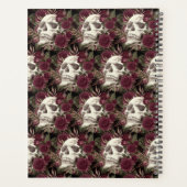 Skull-Rose Burgundy Black Pattern Personalisiert Planer (Rückseite)