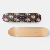 Skull-Rose Burgundy Black Pattern Personalisiert Skateboard (Horizontal)