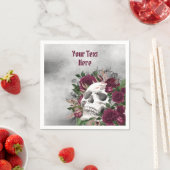 Skull Rose Burgundy Burgundy Gray Personalisiert Serviette (Beispiel)