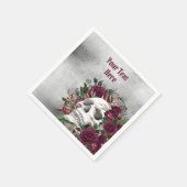 Skull Rose Burgundy Burgundy Gray Personalisiert Serviette (Ecke)