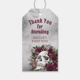 Skull Rose Burgundy Maroon Gray Personalisiert Geschenkanhänger
