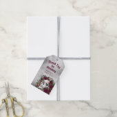 Skull Rose Burgundy Maroon Gray Personalisiert Geschenkanhänger (Mit Garn)