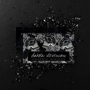 Skull Rose Chalk Funky Gothic Grunge Branding Visitenkarte