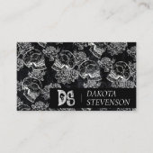 Skull Rose Chalk | Funky Gothic Grunge Monogram Visitenkarte (Vorderseite)
