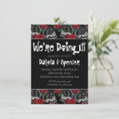 Skull Rose Chalk | Funky Schwarz-weiß Brautparty Einladung (Stehend Vorderseite)