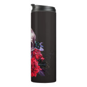 Skull & Rose: Dunkle Flora Wasserfarbe. Thermosbecher (Nach rechts gedreht)