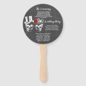 Skull Rose Hochzeitsprogramm Halloween Red Fächer (Rückseite)