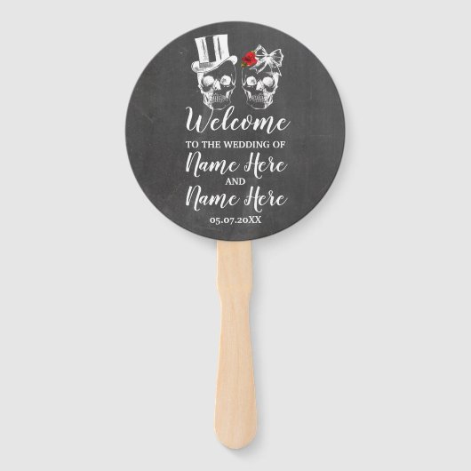 Skull Rose Hochzeitsprogramm Halloween Red Fächer (Vorderseite)