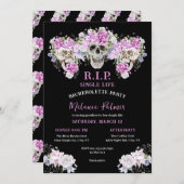 Skull & Rose R.I.P. Junggeselinnen-Abschied Einlad Einladung (Vorne/Hinten)