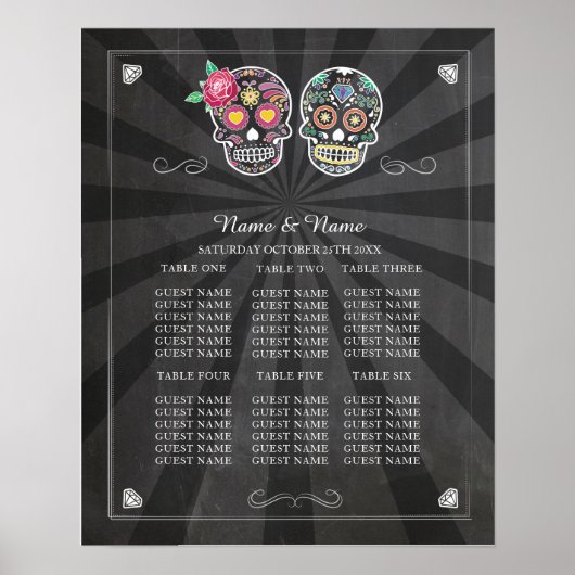 Skull Rose Table Wedween Poster Seating (Vorne)