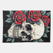 Skull Rose Tattoo Art Geschirrtuch (Horizontal)