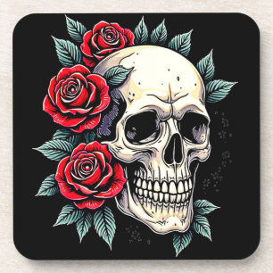 Skull Rose Tattoo Art Getränkeuntersetzer