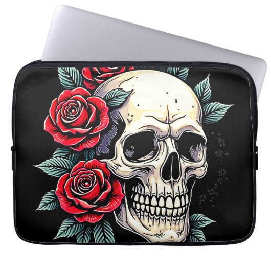 Skull Rose Tattoo Art Laptopschutzhülle (Vorderseite)