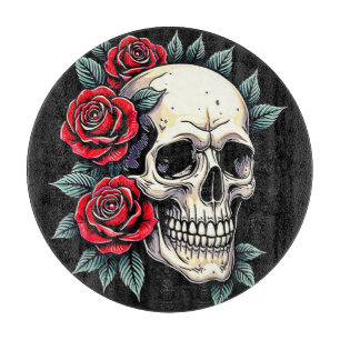 Skull Rose Tattoo Art Schneidebrett
