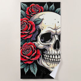 Skull Rose Tattoo Art Strandtuch