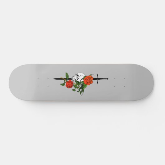 Skull-Rose und Schwert-Skateboard-Deck Skateboard (Horizontal)