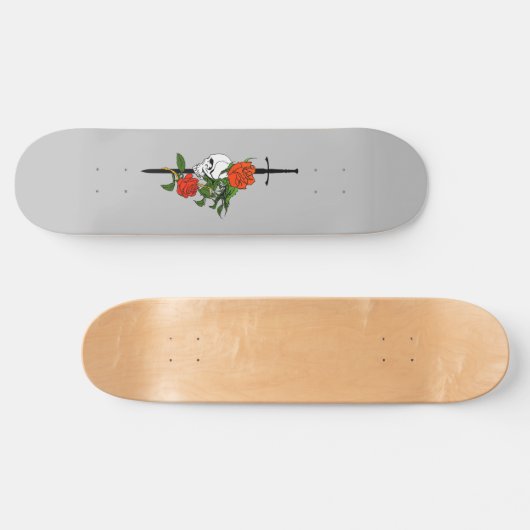 Skull-Rose und Schwert-Skateboard-Deck Skateboard (Horizontal)