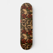 Skull Rose Vintag Gothic Muster Skateboard (Vorderseite)