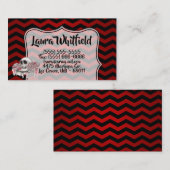 Skull-Rose Visitenkarte Gothic Zickzack Red Black (Vorne/Hinten)