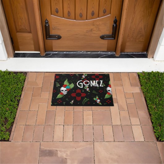 Skull Rose Zia Sun Greenerity Black New Mexico Fußmatte (Außenbereich)