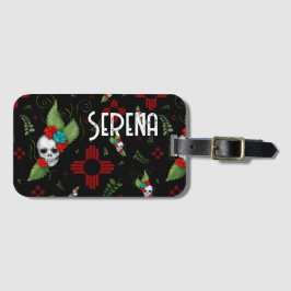 Skull Rose Zia Sun Greenerity Black New Mexico Gepäckanhänger