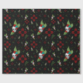 Skull Rose Zia Sun Greenerity Black New Mexico Geschenkpapier (Flach)