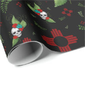 Skull Rose Zia Sun Greenerity Black New Mexico Geschenkpapier (Rolleneckpunkt)