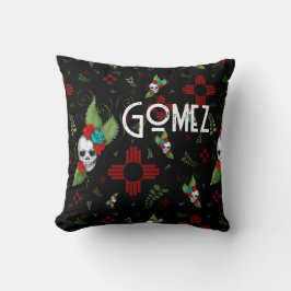 Skull Rose Zia Sun Greenerity Black New Mexico Kissen