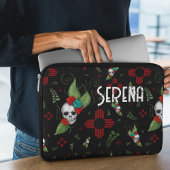 Skull Rose Zia Sun Greenerity Black New Mexico Laptopschutzhülle