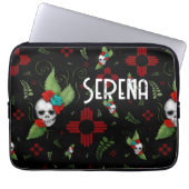 Skull Rose Zia Sun Greenerity Black New Mexico Laptopschutzhülle (Vorderseite)
