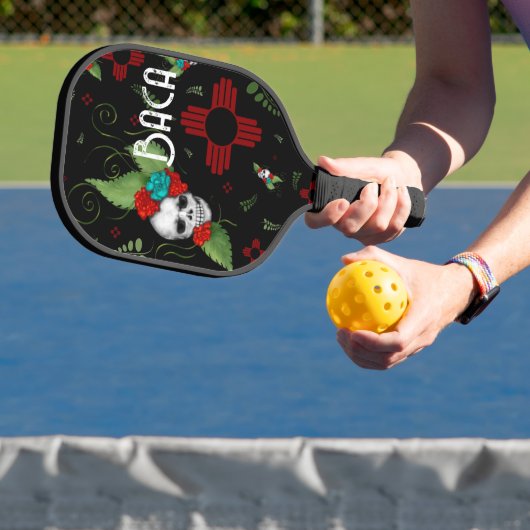 Skull Rose Zia Sun Greenerity Black New Mexico Pickleball Schläger (InSitu)
