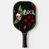 Skull Rose Zia Sun Greenerity Black New Mexico Pickleball Schläger (Vorderseite)